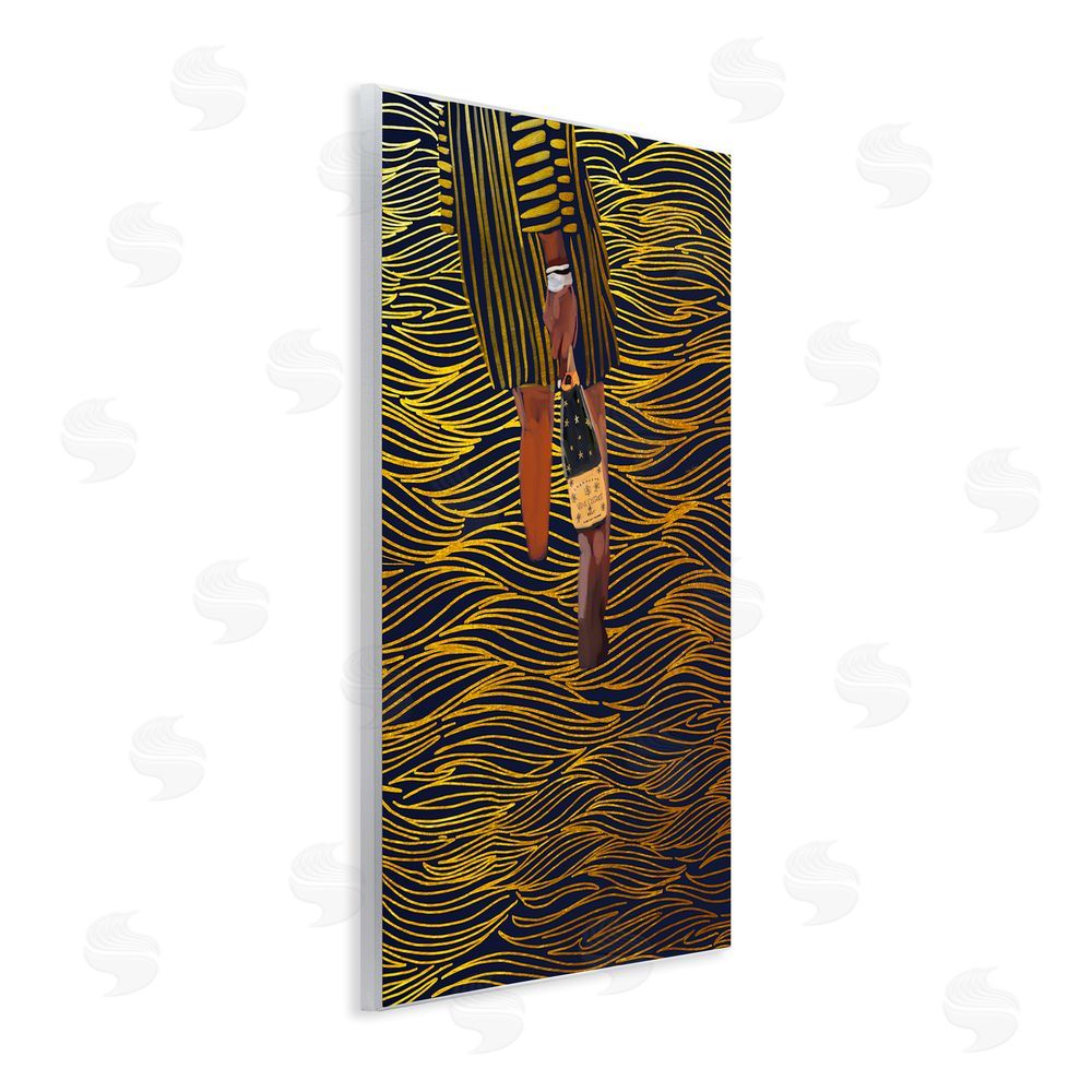 Amelia Noyes Patterned Girl with Champagne Wooden Wall Plaque Art Print