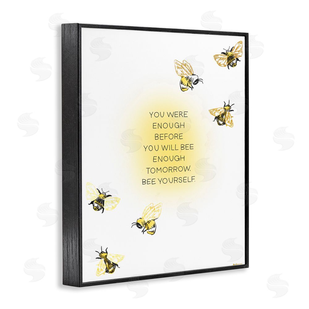 Amelia Noyes Bee Yourself Phrase Black Framed Giclee Wall Art Print