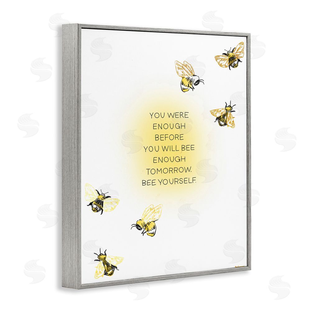 Amelia Noyes Bee Yourself Phrase Gray Framed Giclee Wall Art Print