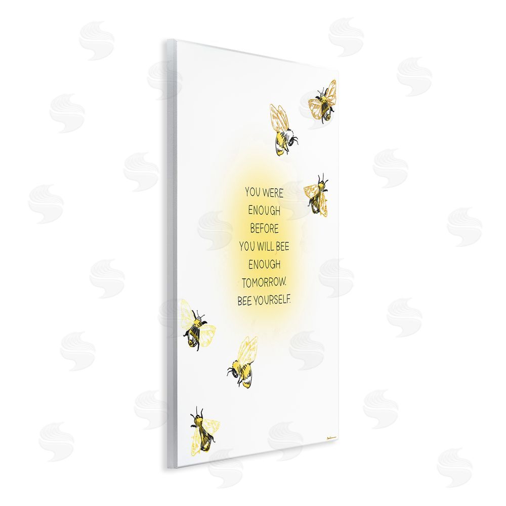 Amelia Noyes Bee Yourself Phrase Wooden Wall Plaque Art Print