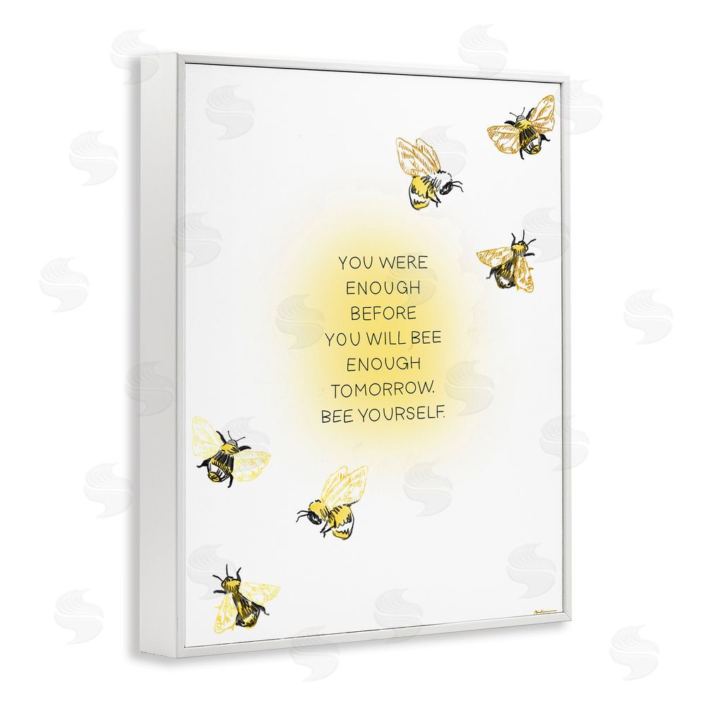 Amelia Noyes Bee Yourself Phrase White Framed Giclee Wall Art Print