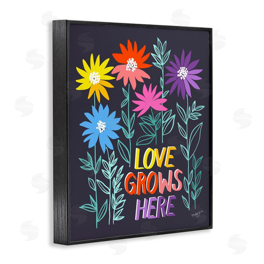 Pragya Kothari Love Grows Here Phrase Black Framed Giclee Wall Art Print