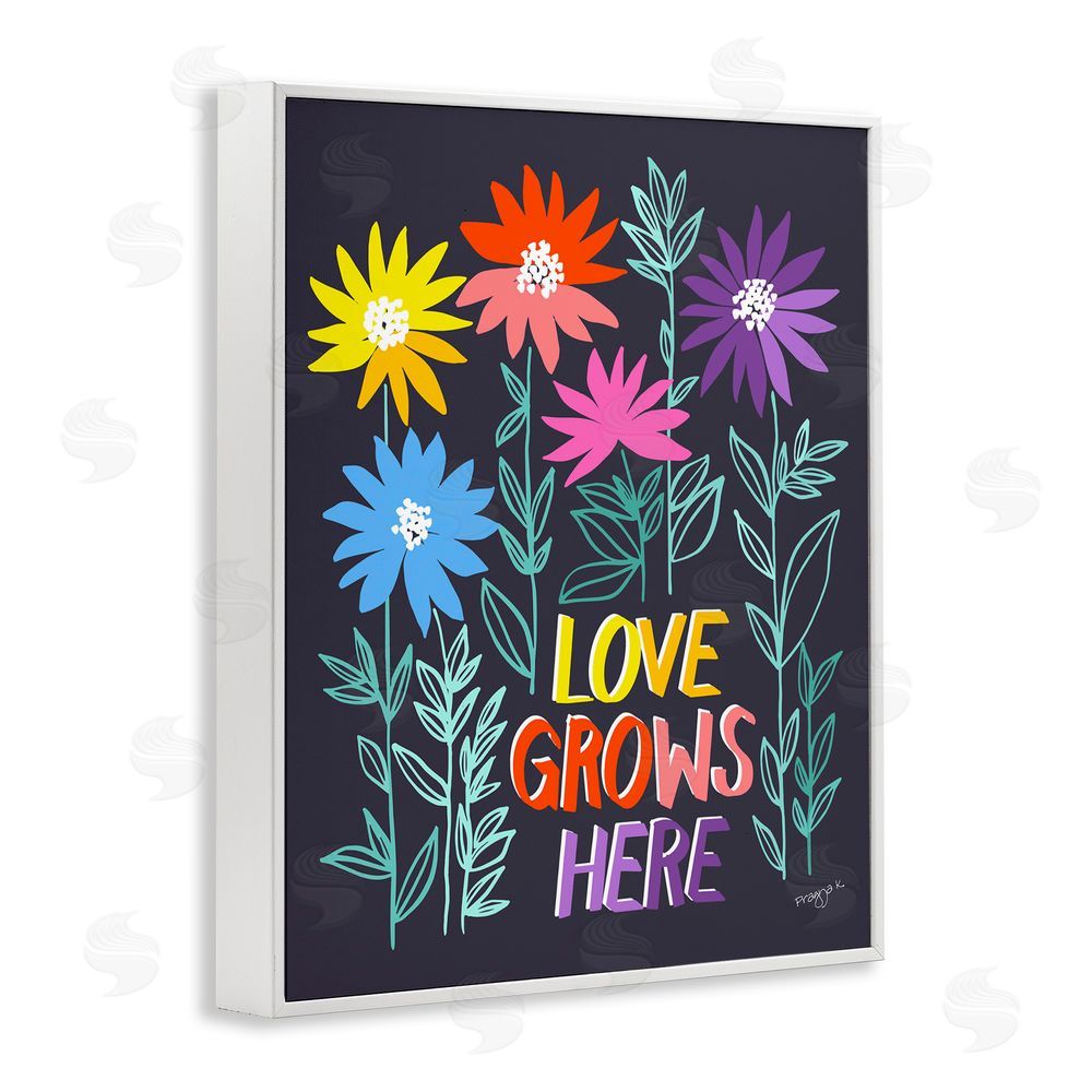 Pragya Kothari Love Grows Here Phrase White Framed Giclee Wall Art Print