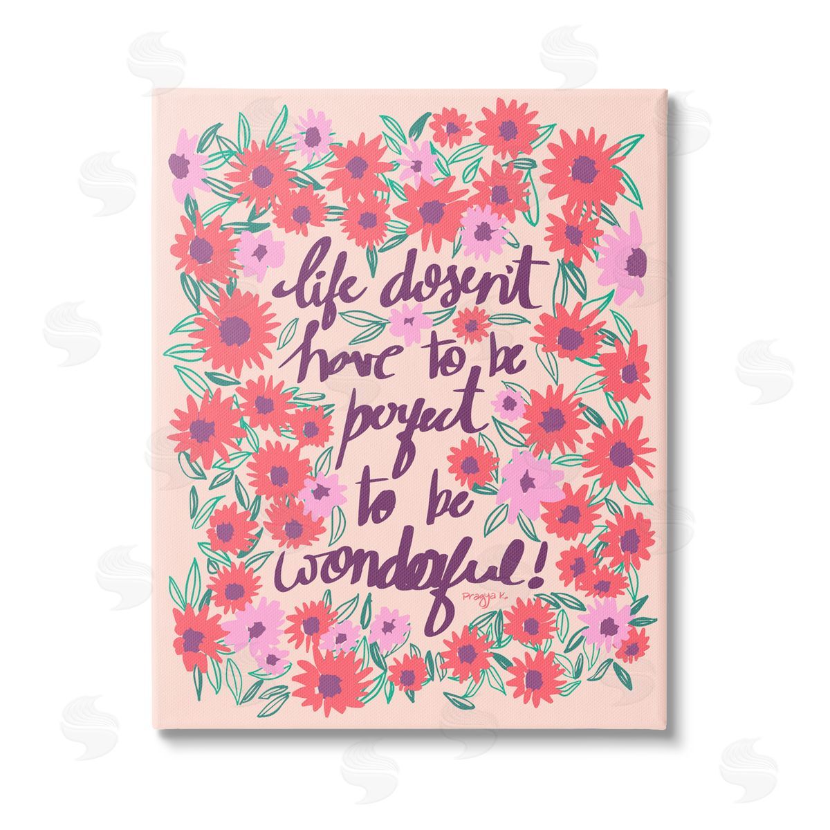 Pragya Kothari Uplifting Floral Phrase Canvas Wall Art Print
