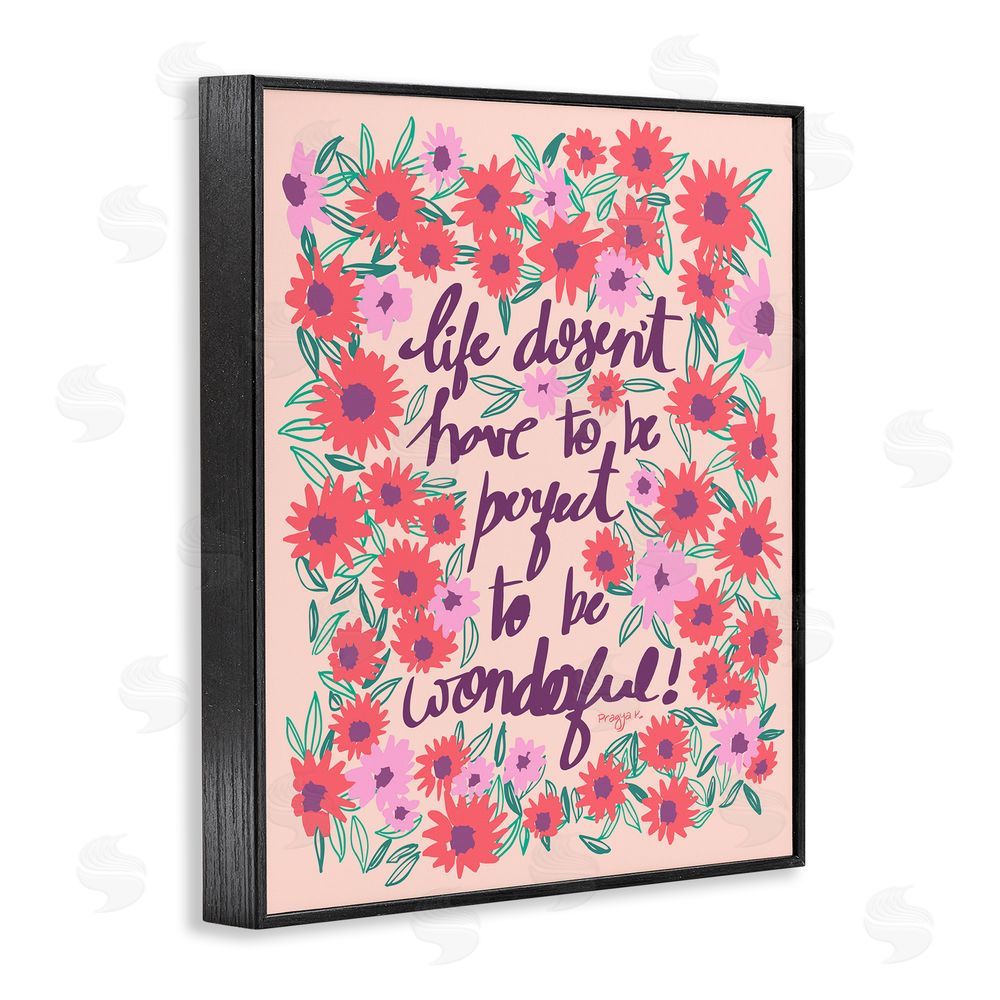 Pragya Kothari Uplifting Floral Phrase Black Framed Giclee Wall Art Print