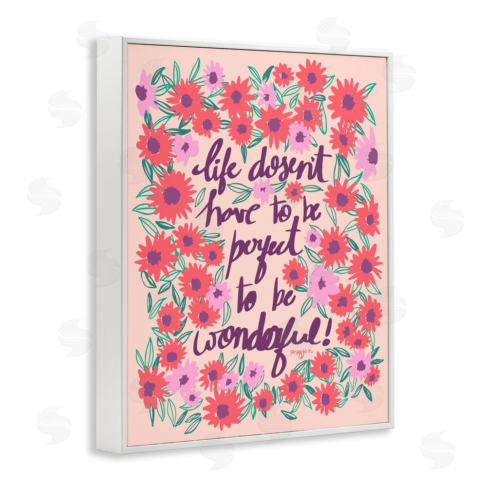 Pragya Kothari Uplifting Floral Phrase White Framed Giclee Wall Art Print