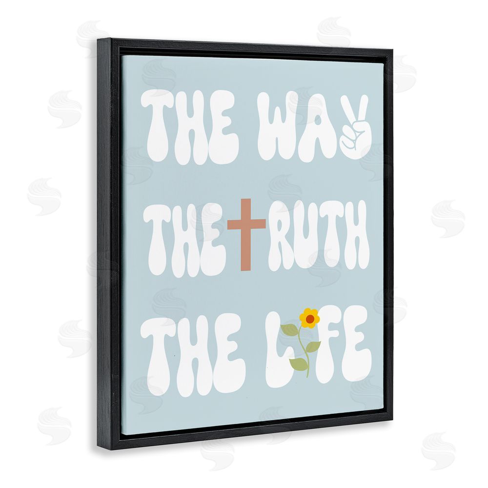 Stupell Studio Retro Religious Phrase Black Floating Frame Canvas Wall Art Print
