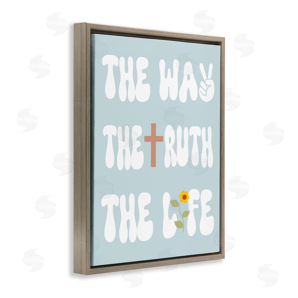 Stupell Studio Retro Religious Phrase Brown Floating Frame Canvas Wall Art Print