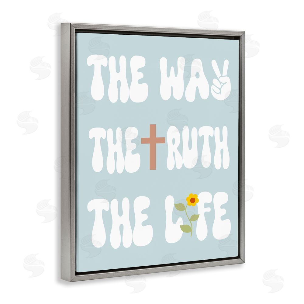 Stupell Studio Retro Religious Phrase Gray Floating Frame Canvas Wall Art Print