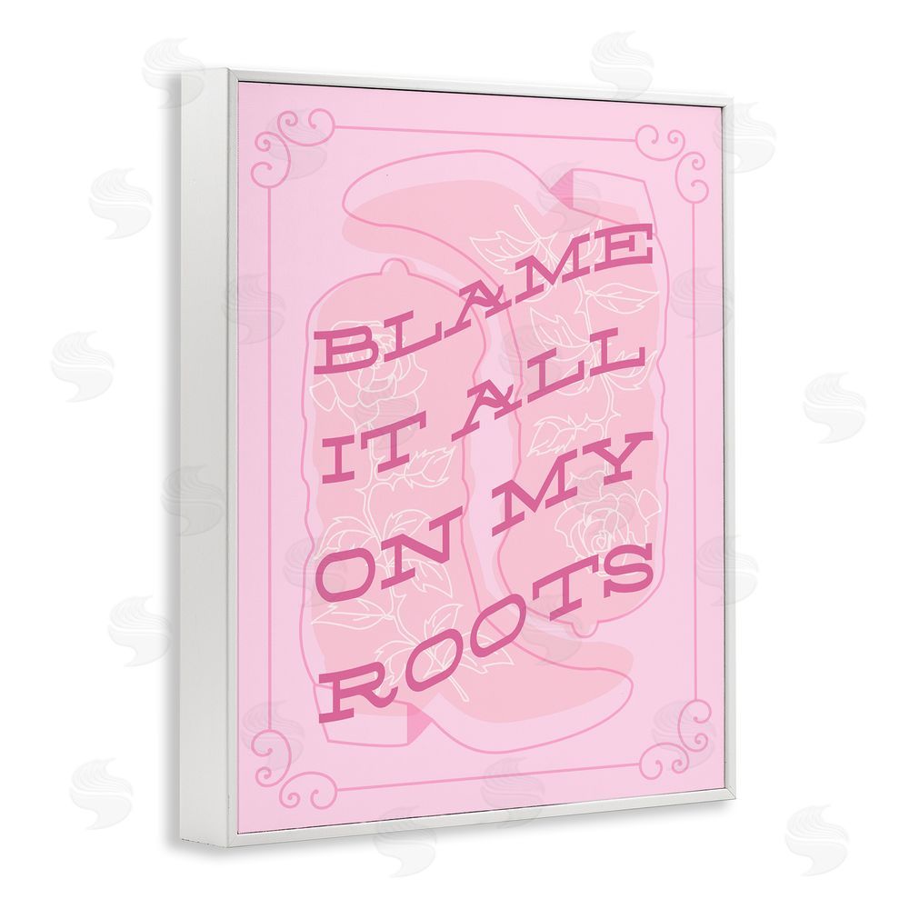 Stupell Studio Blame on My Roots Phrase White Framed Giclee Wall Art Print