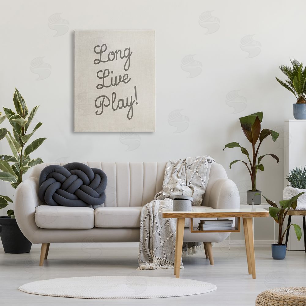 Stupell Studio Long Live Play Phrase Canvas Wall Art Print in Room