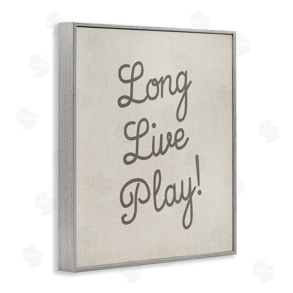 Stupell Studio Long Live Play Phrase Gray Framed Giclee Wall Art Print