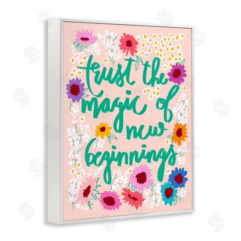 Pragya Kothari New Beginnings Phrase White Framed Giclee Wall Art Print