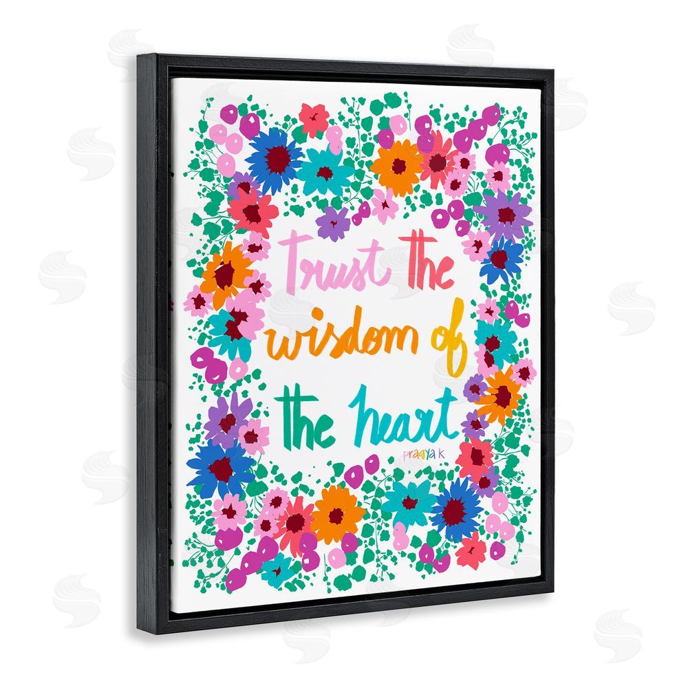 Pragya Kothari Wisdom of Heart Phrase Black Floating Frame Canvas Wall Art Print