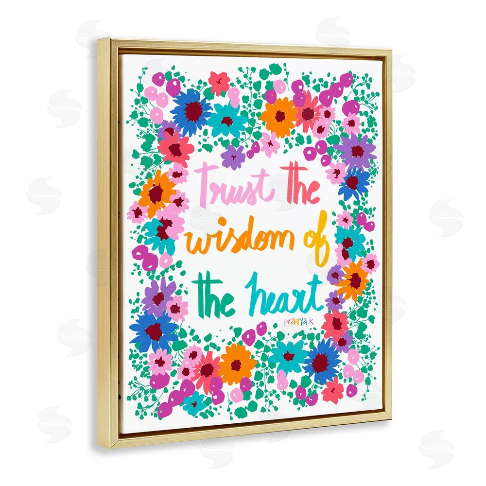 Pragya Kothari Wisdom of Heart Phrase Gold Floating Frame Canvas Wall Art Print