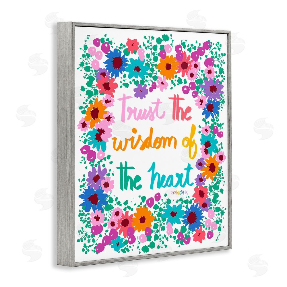 Pragya Kothari Wisdom of Heart Phrase Gray Framed Giclee Wall Art Print