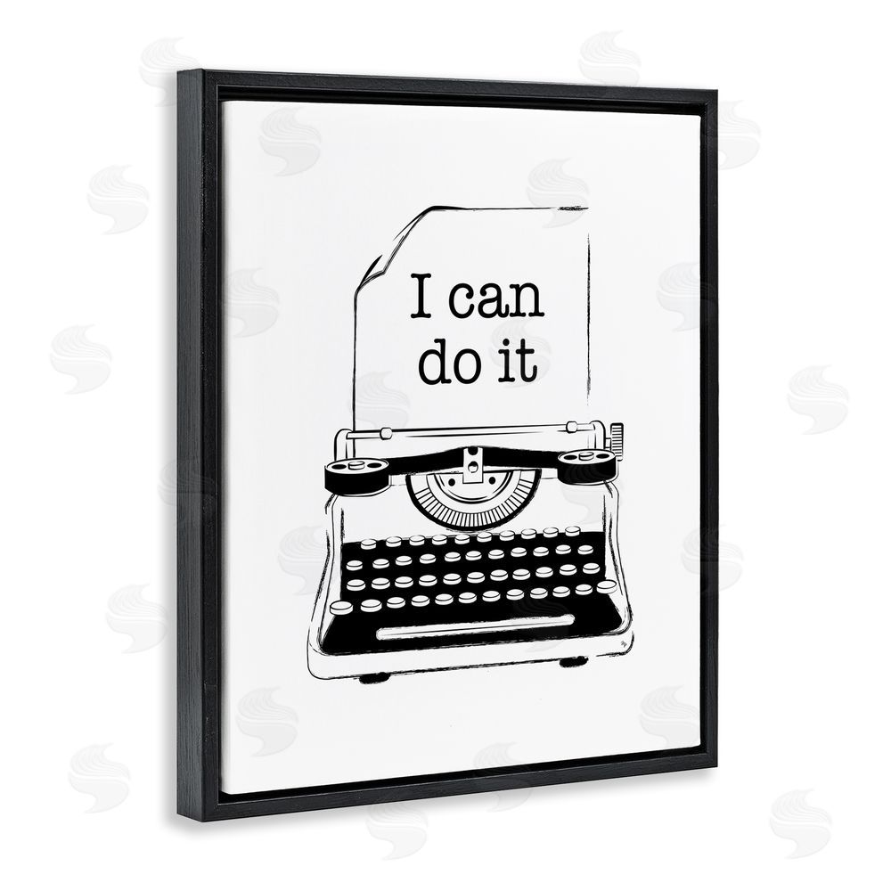 Martina Pavlova I Can Do It Typewriter Black Floating Frame Canvas Wall Art Print
