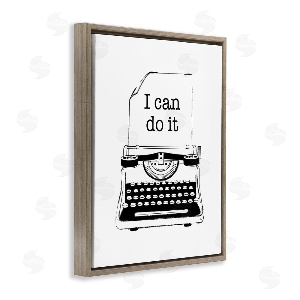 Martina Pavlova I Can Do It Typewriter Brown Floating Frame Canvas Wall Art Print