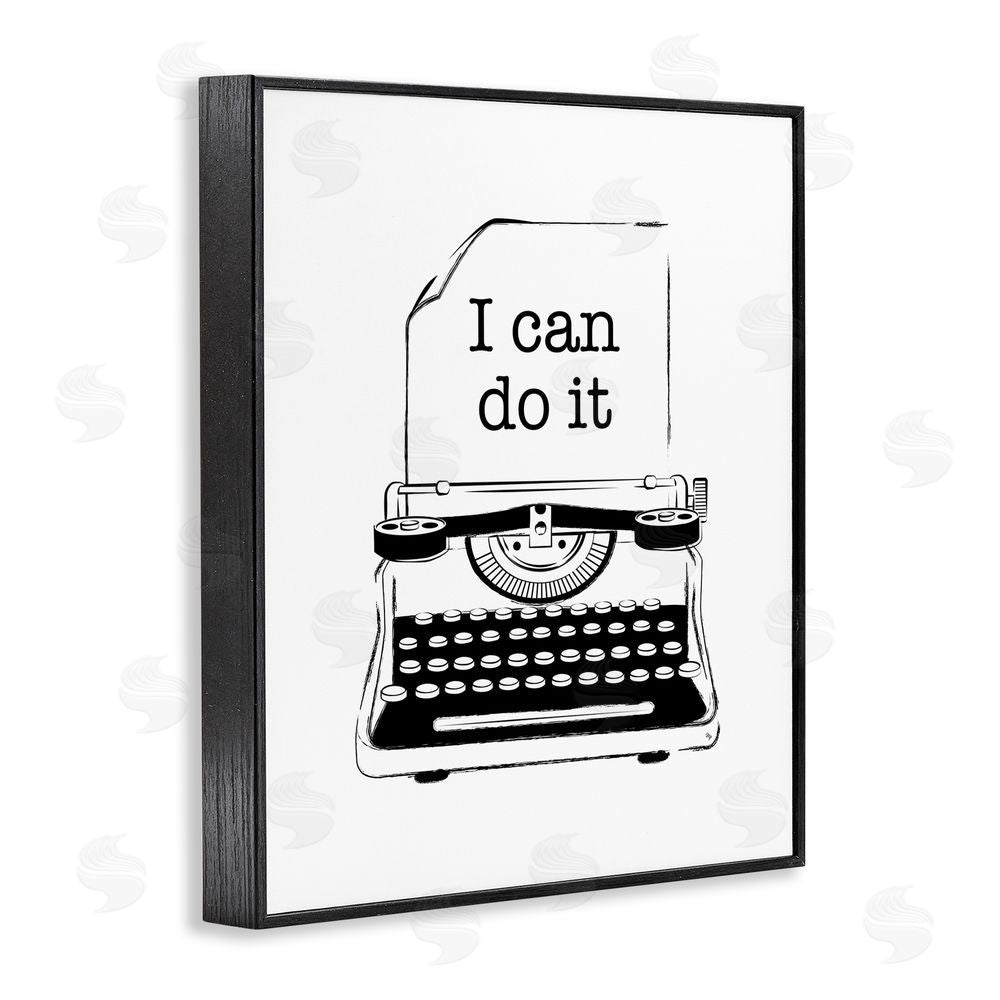 Martina Pavlova I Can Do It Typewriter Black Framed Giclee Wall Art Print