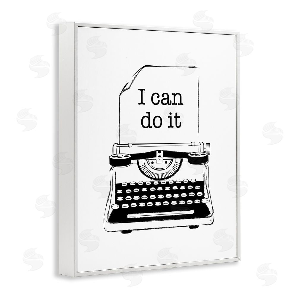 Martina Pavlova I Can Do It Typewriter White Framed Giclee Wall Art Print