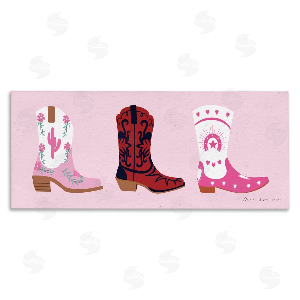 Omar Escalante Various Cowgirl Boots Stretched Canvas Wall Art Print