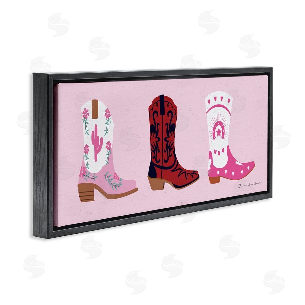 Omar Escalante Various Cowgirl Boots Black Floating Frame Canvas Wall Art Print