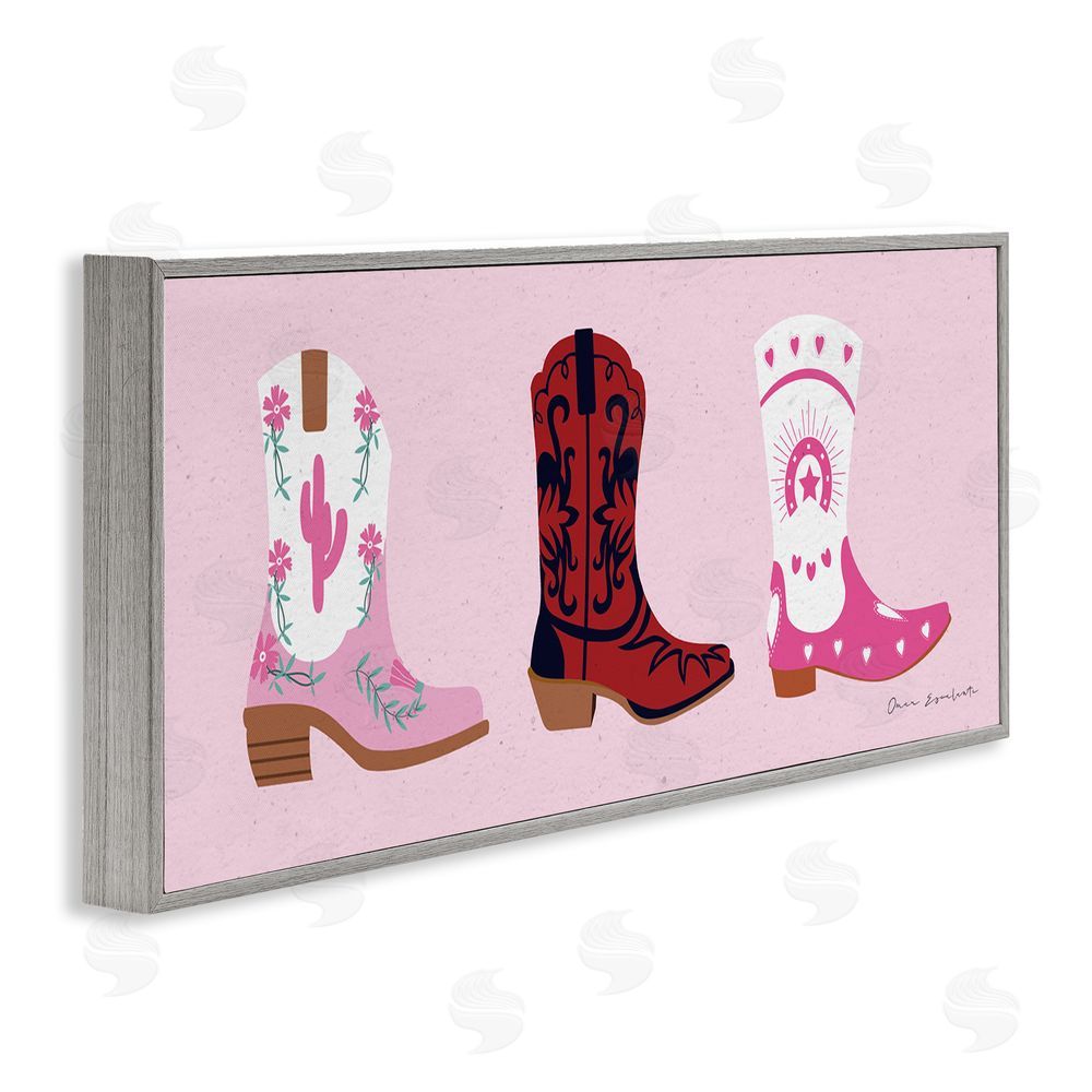 Omar Escalante Various Cowgirl Boots Gray Framed Giclee Wall Art Print
