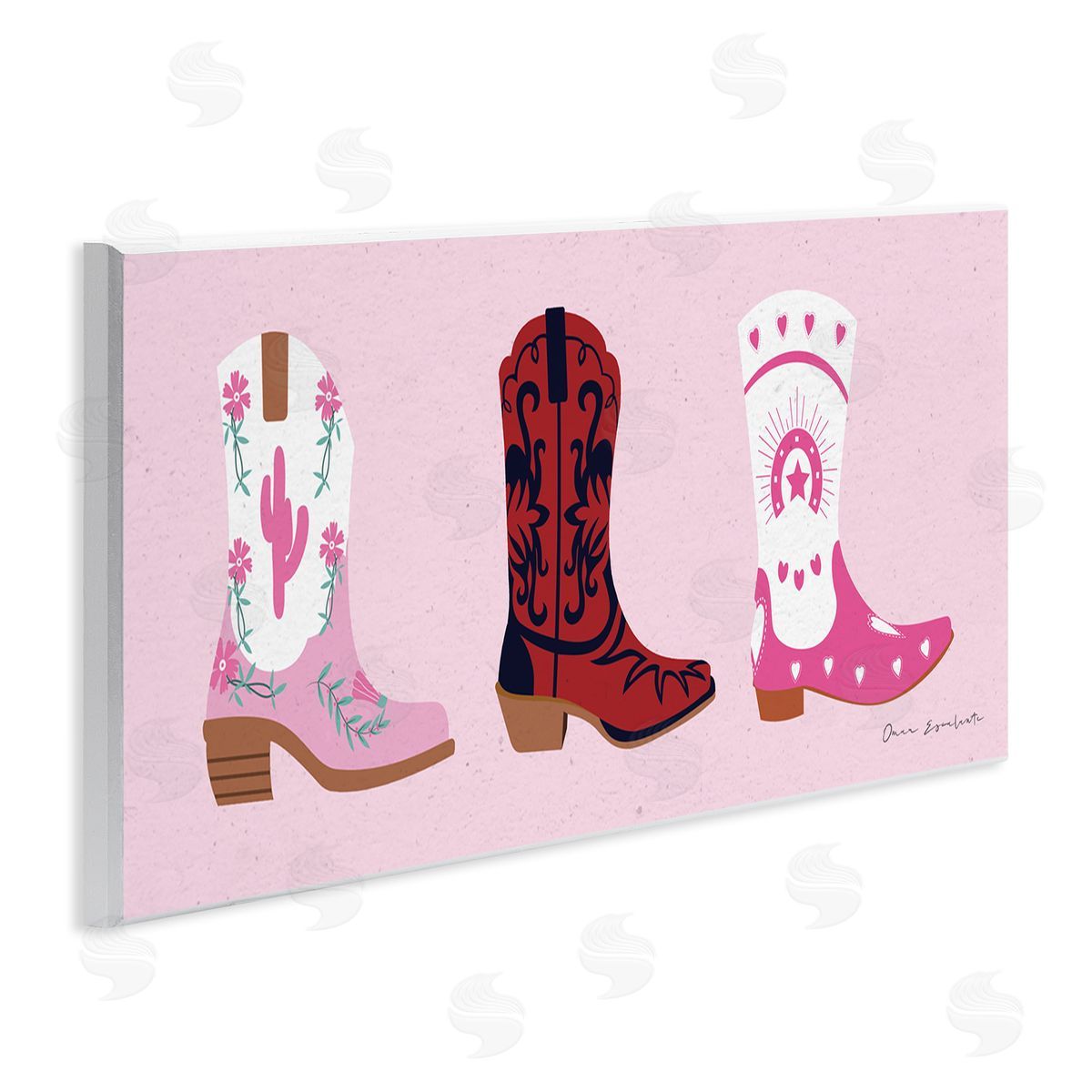 Various Cowgirl Boots Wood Plaque Wall Art, Home Decor by Omar Escalante
