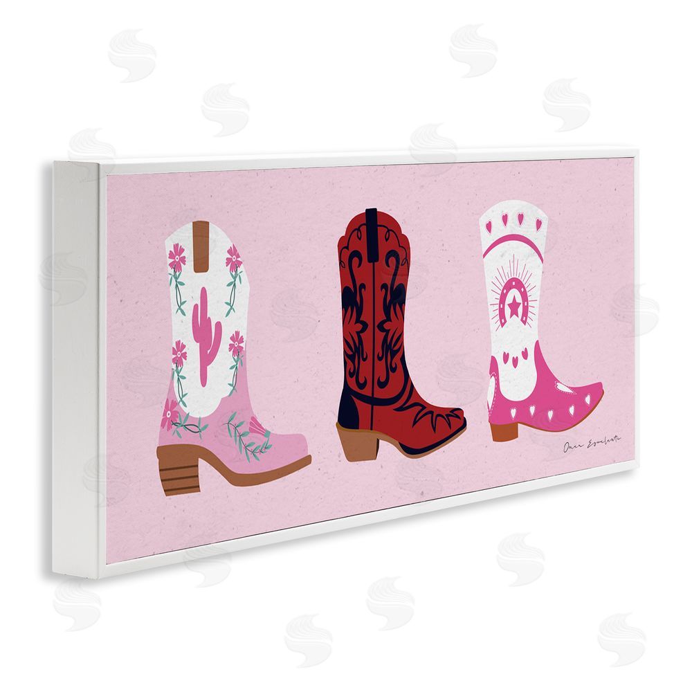 Omar Escalante Various Cowgirl Boots White Framed Giclee Wall Art Print
