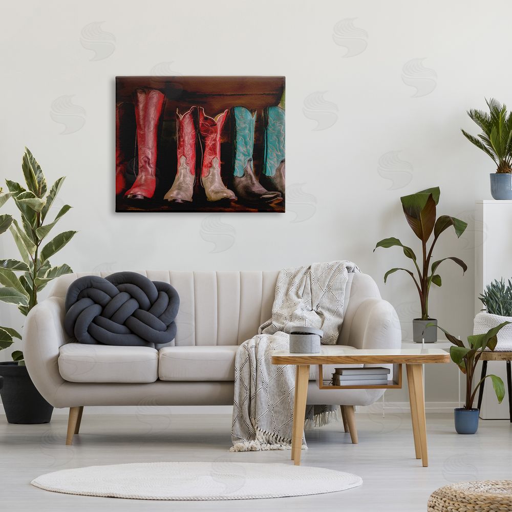 Beth Sheriden Cowgirl Boots Photography Canvas Wall Art Print in Room