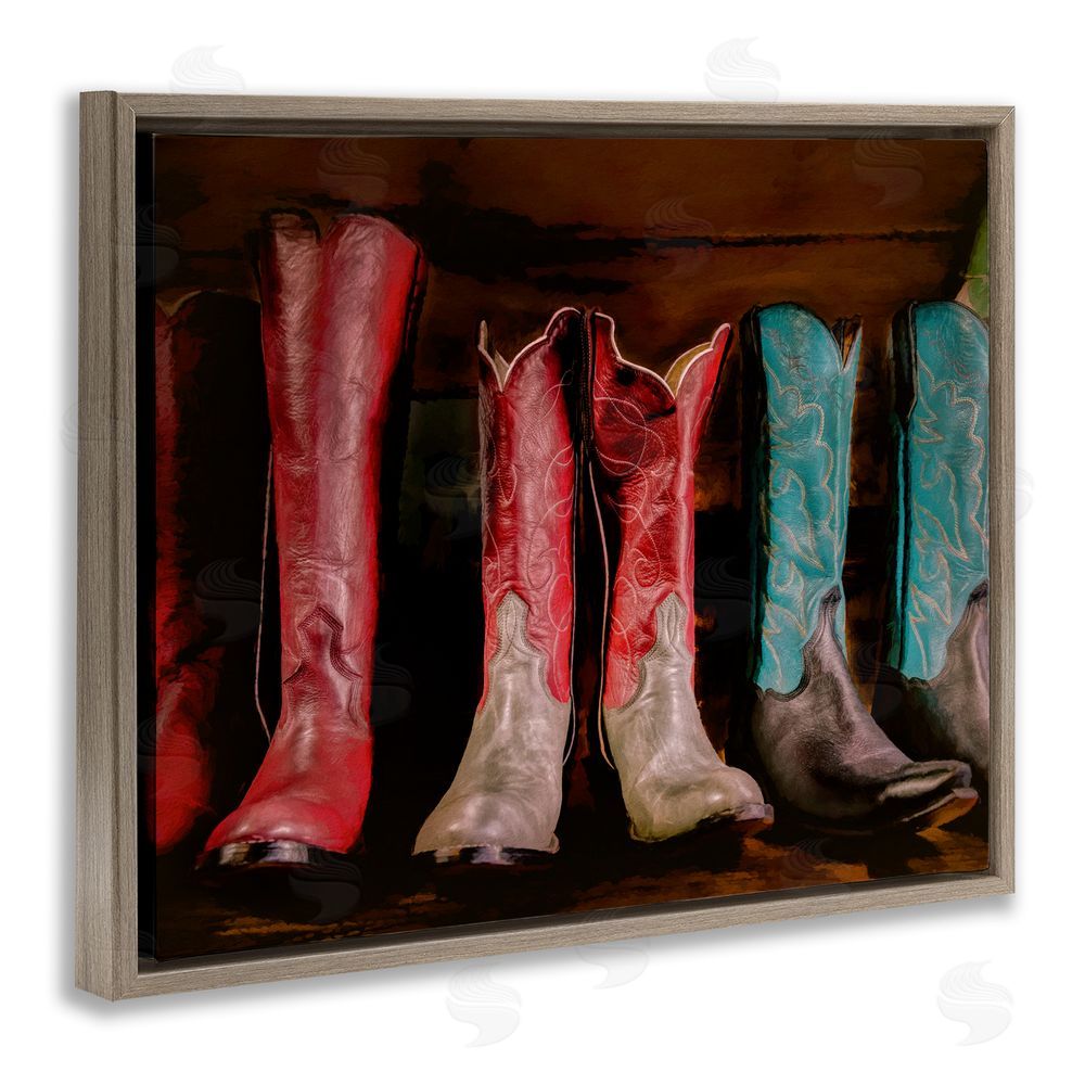 Beth Sheriden Cowgirl Boots Photography Brown Floating Frame Canvas Wall Art Print