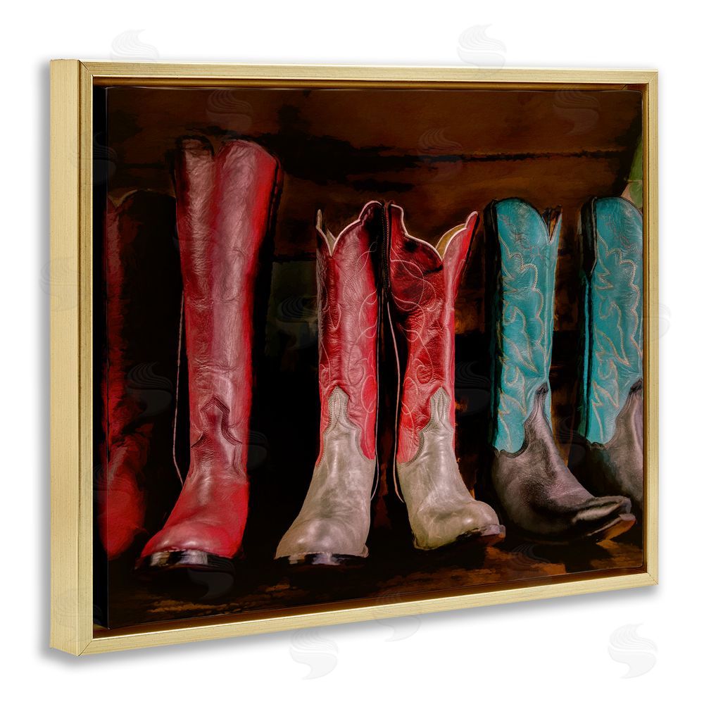 Beth Sheriden Cowgirl Boots Photography Gold Floating Frame Canvas Wall Art Print