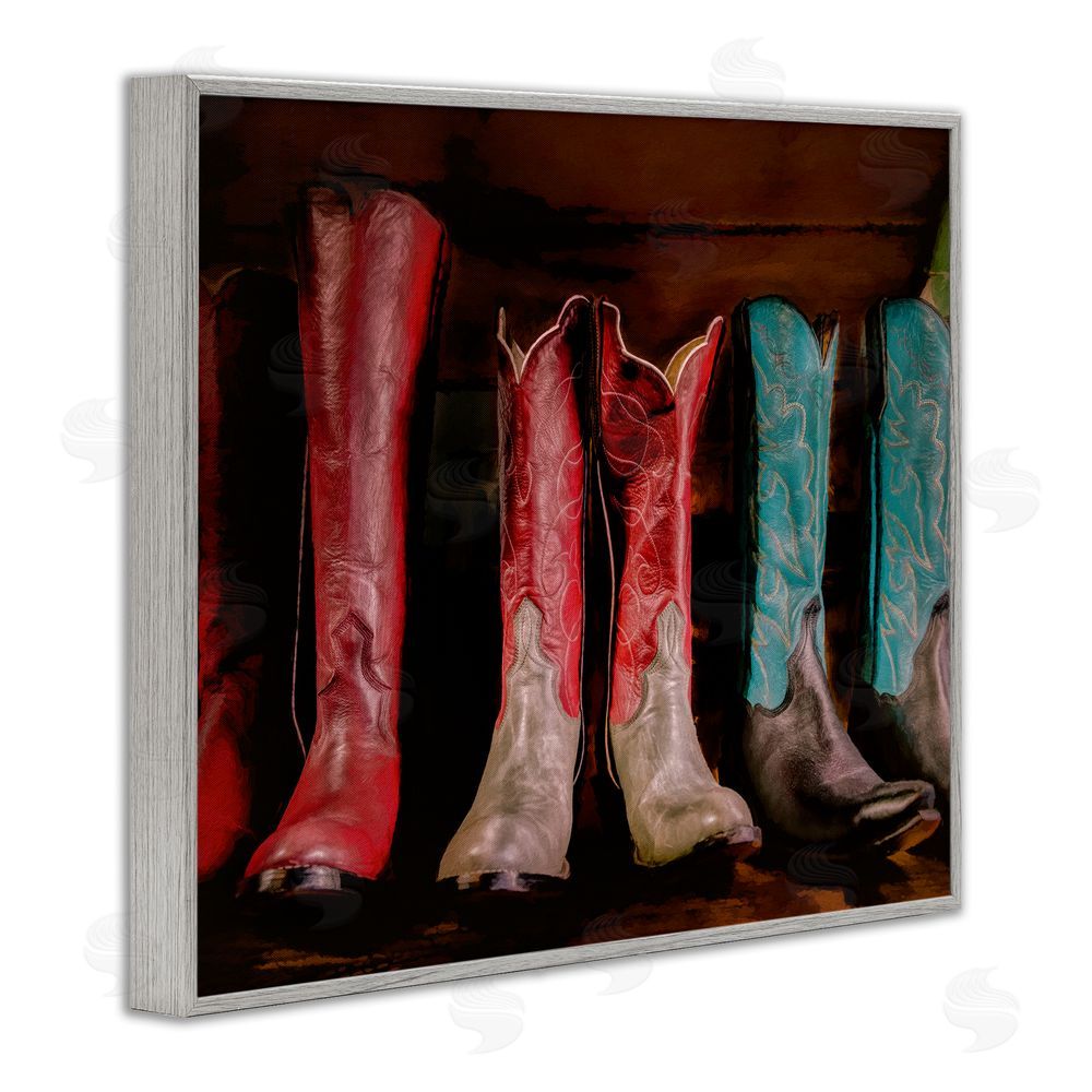 Beth Sheriden Cowgirl Boots Photography Gray Framed Giclee Wall Art Print