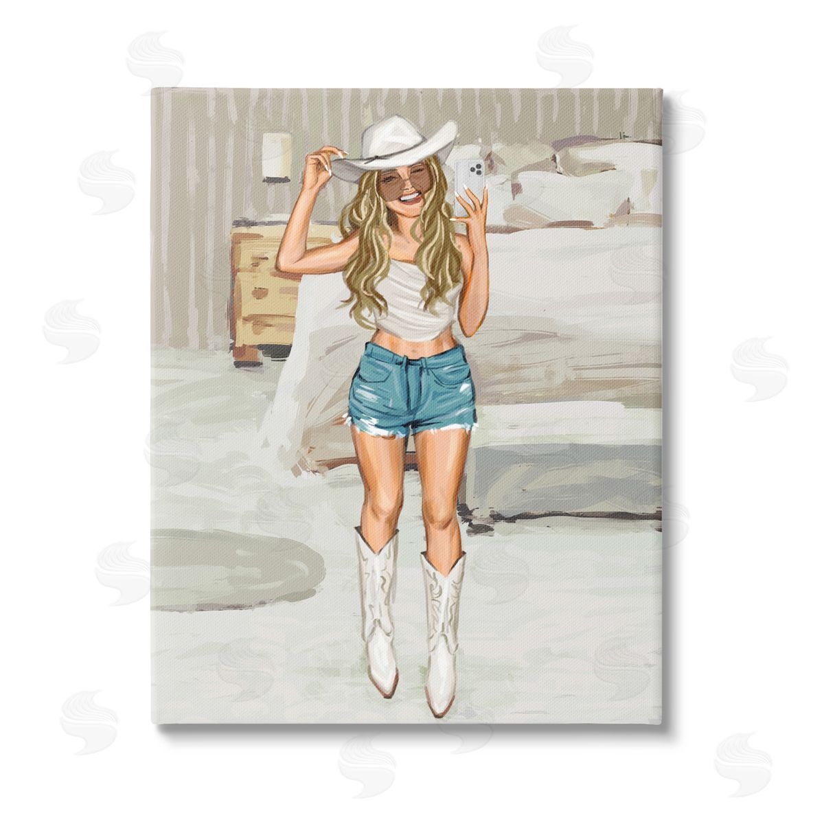 Ziwei Li Cowgirl Selfie Portrait Canvas Wall Art Print