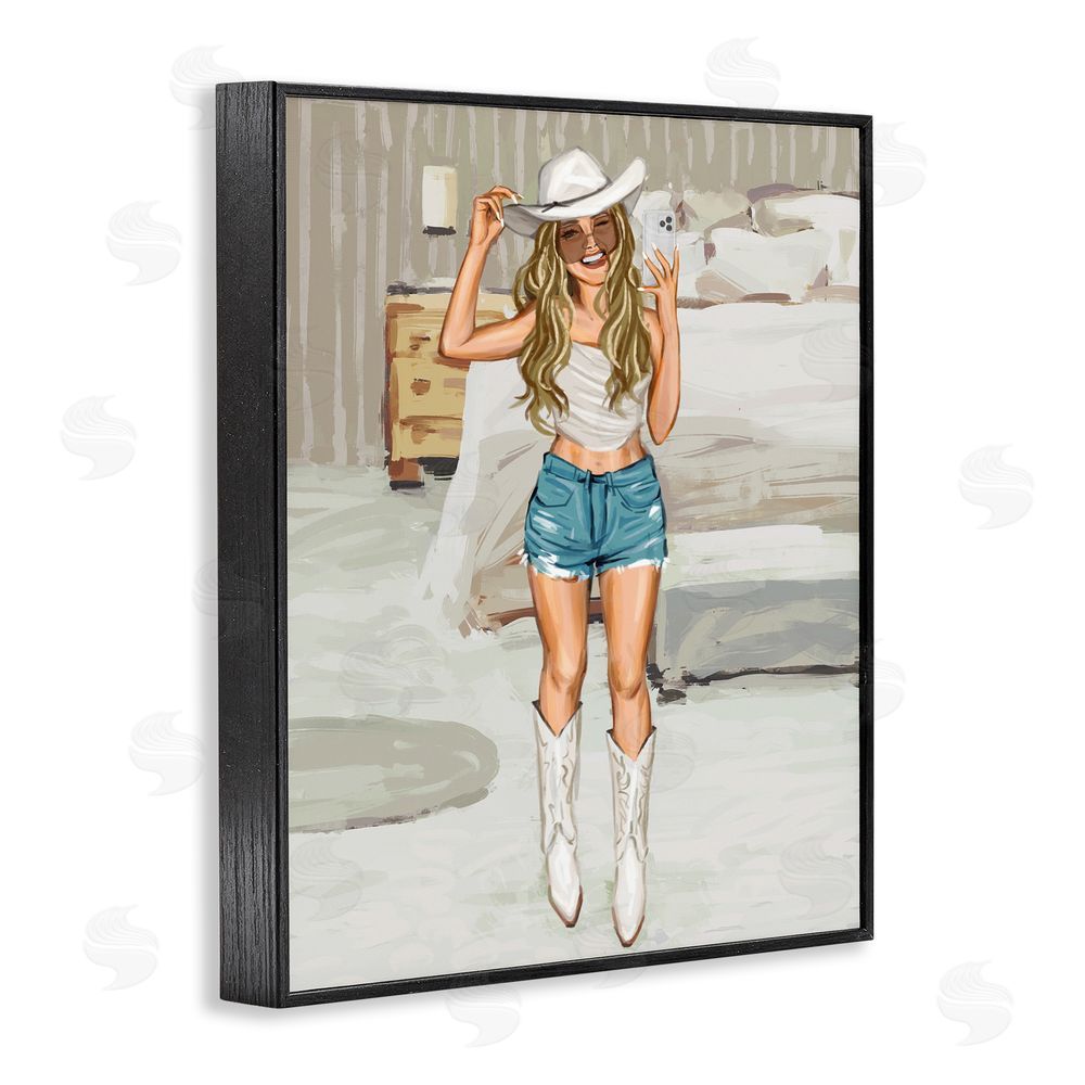 Ziwei Li Cowgirl Selfie Portrait Black Framed Giclee Wall Art Print