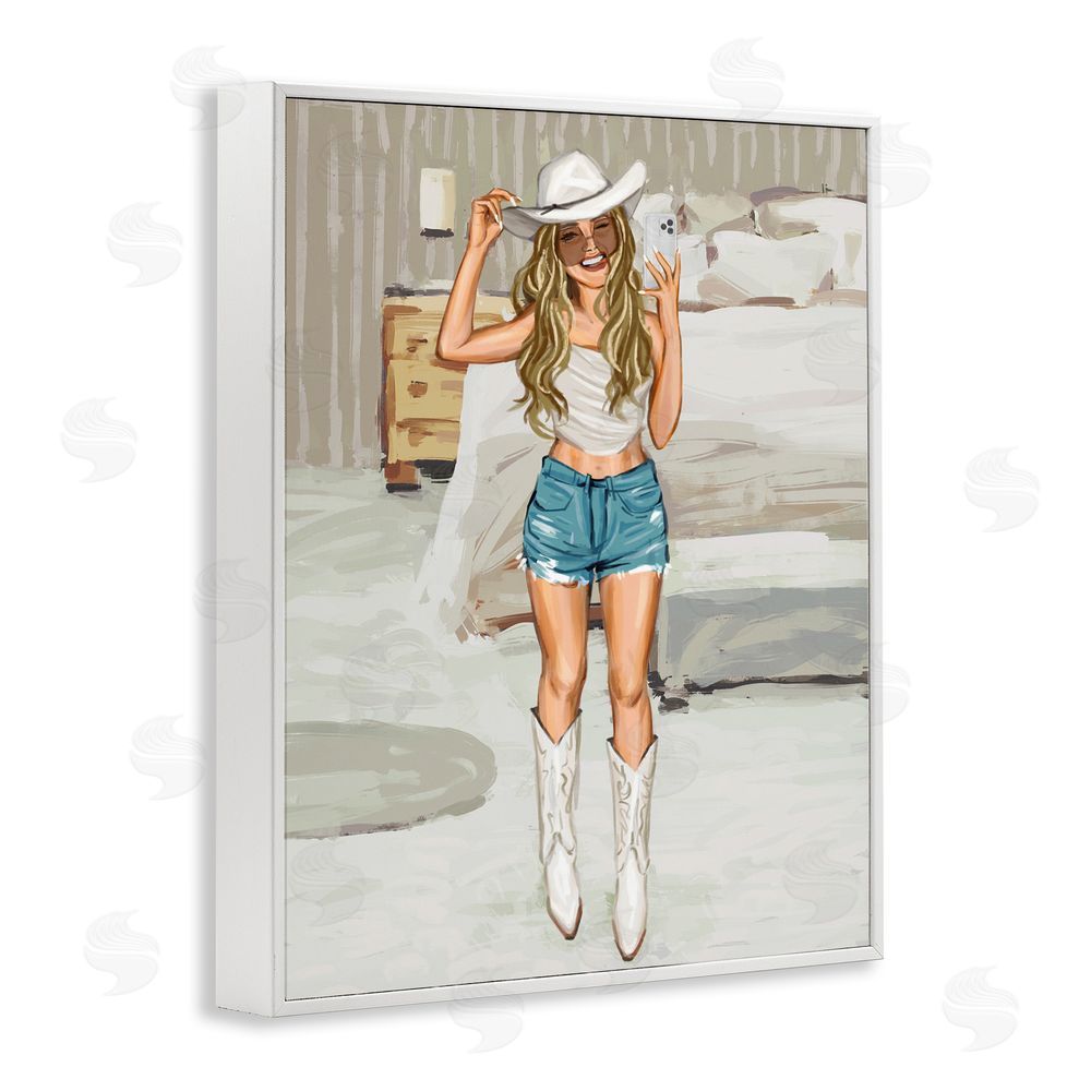 Ziwei Li Cowgirl Selfie Portrait White Framed Giclee Wall Art Print