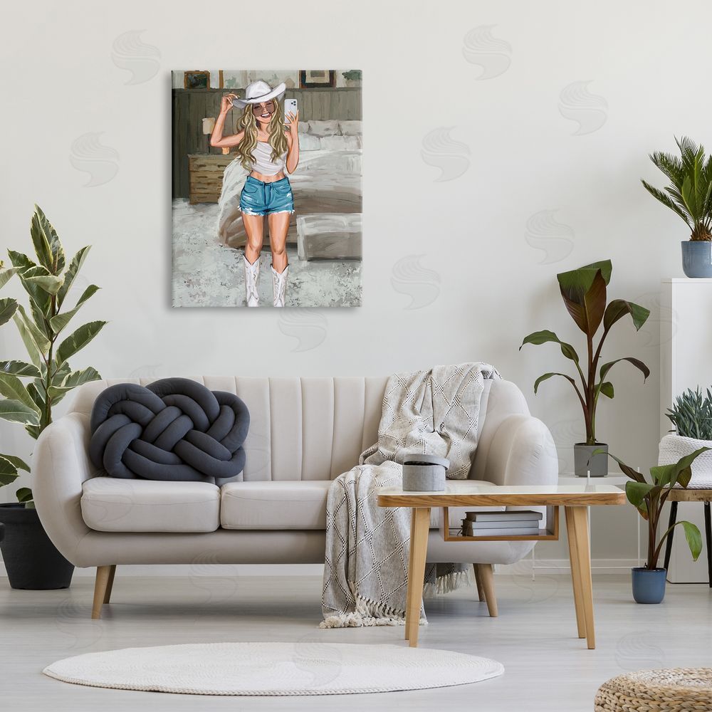 Ziwei Li Cowgirl Glam Selfie Canvas Wall Art Print in Room