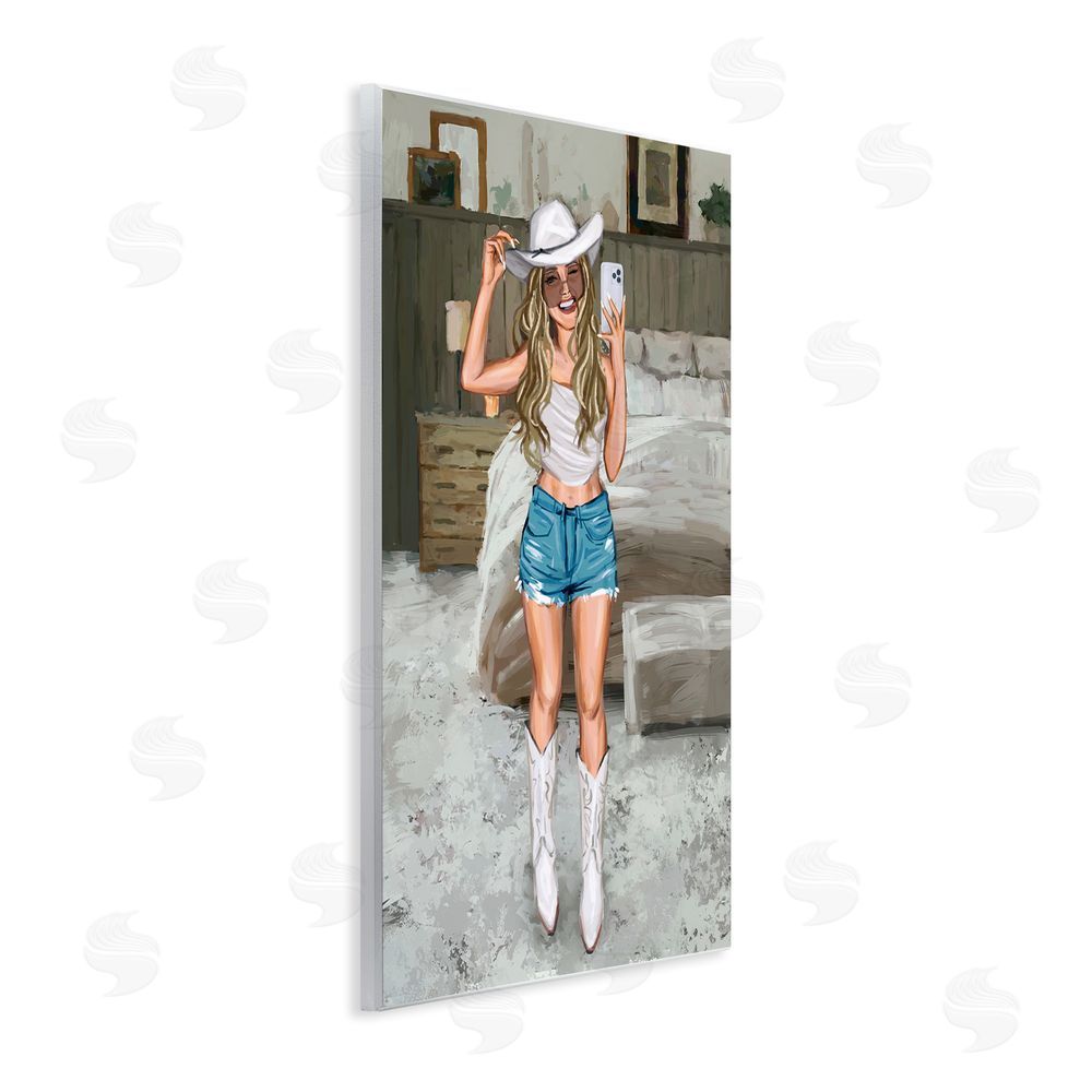 Ziwei Li Cowgirl Glam Selfie Wooden Wall Plaque Art Print