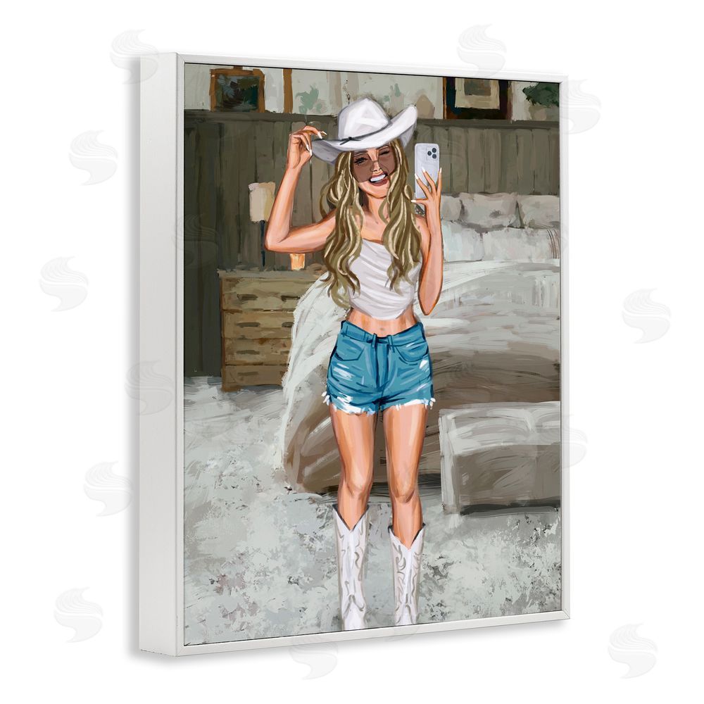 Ziwei Li Cowgirl Glam Selfie White Framed Giclee Wall Art Print