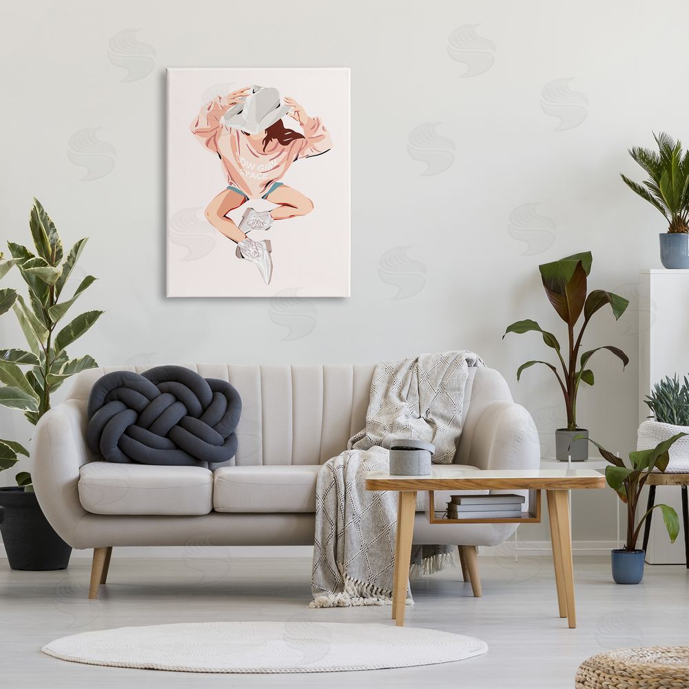 Ziwei Li Cowgirl Space Girl Canvas Wall Art Print in Room