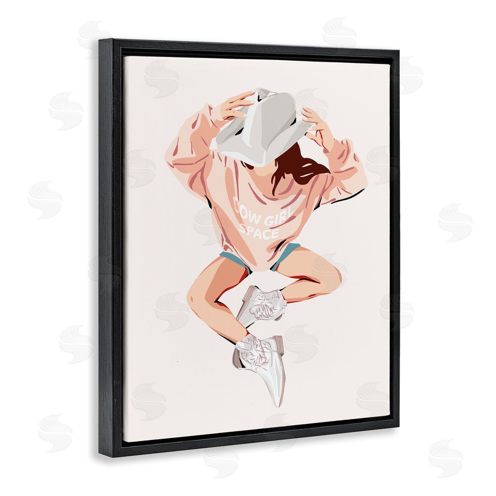 Ziwei Li Cowgirl Space Girl Black Floating Frame Canvas Wall Art Print
