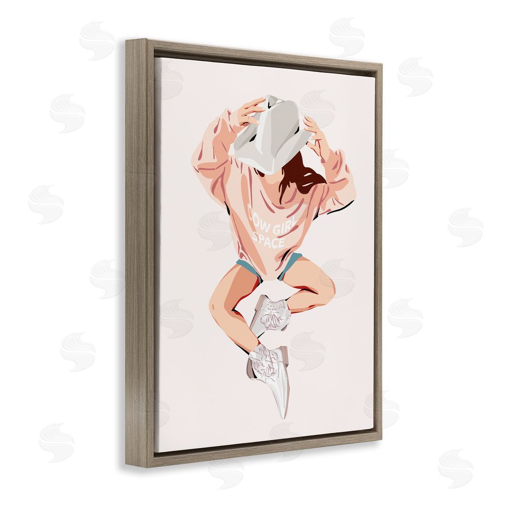 Ziwei Li Cowgirl Space Girl Brown Floating Frame Canvas Wall Art Print