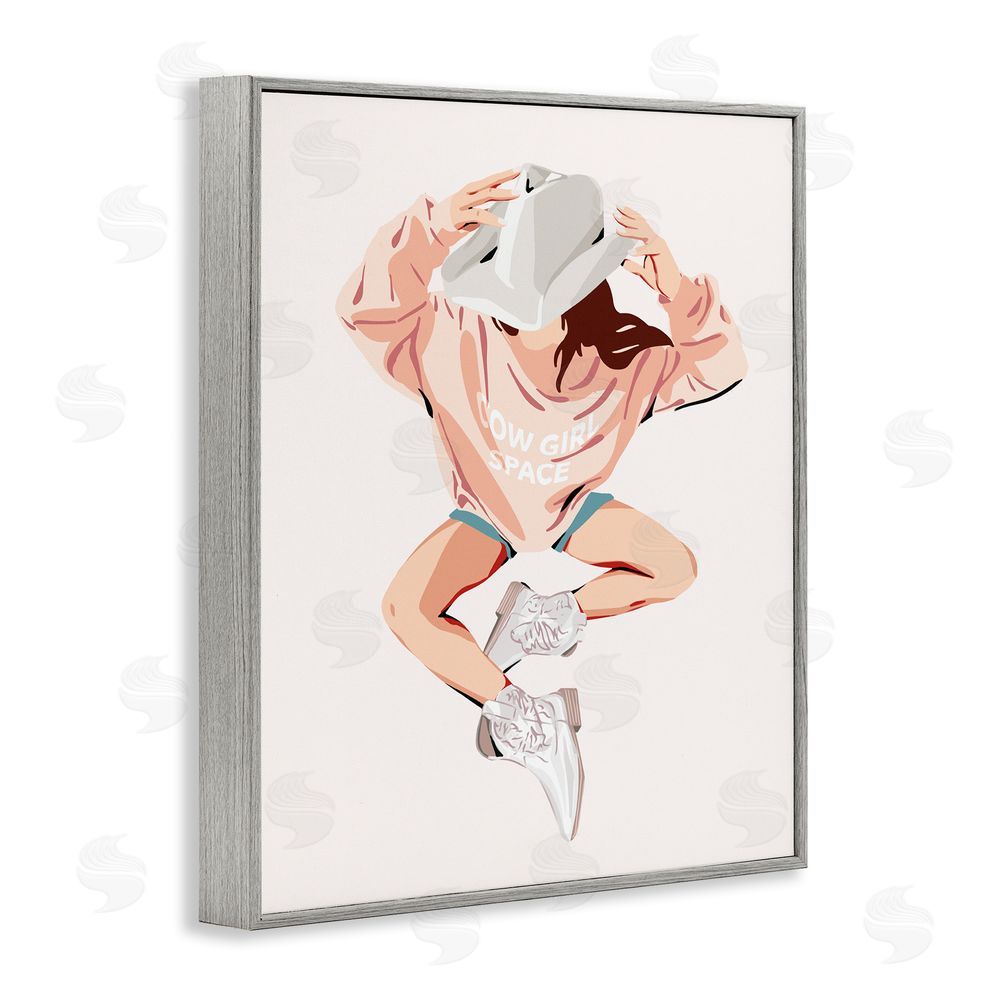 Ziwei Li Cowgirl Space Girl Gray Framed Giclee Wall Art Print