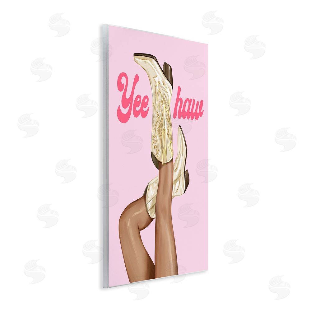 Ziwei Li Yeehaw Cowgirl Boots Wooden Wall Plaque Art Print