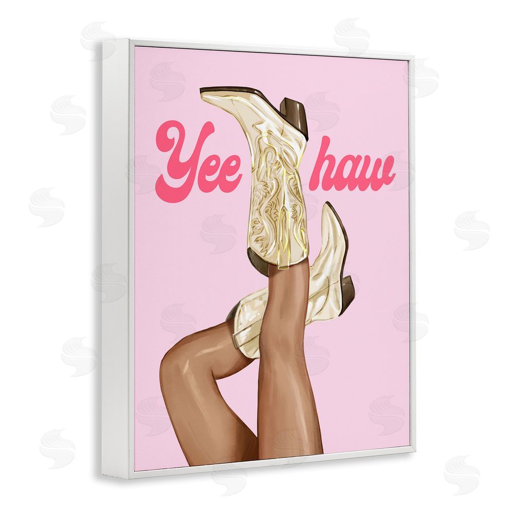 Ziwei Li Yeehaw Cowgirl Boots White Framed Giclee Wall Art Print