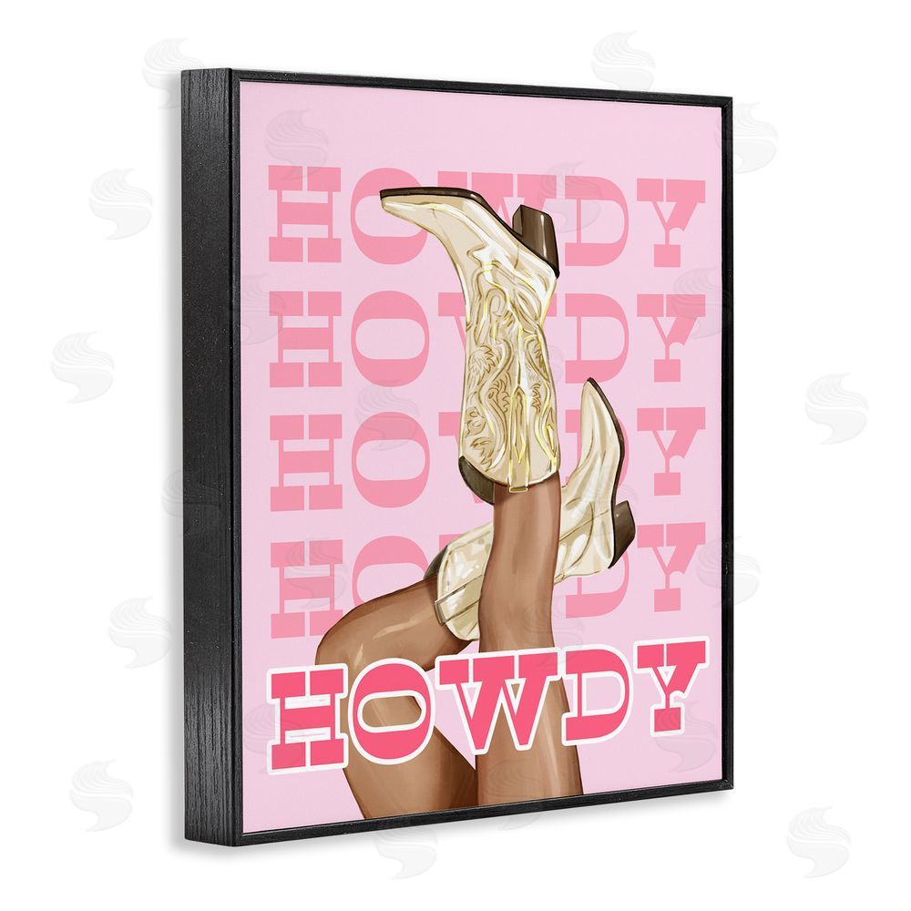 Ziwei Li Howdy Cowgirl Boots Black Framed Giclee Wall Art Print