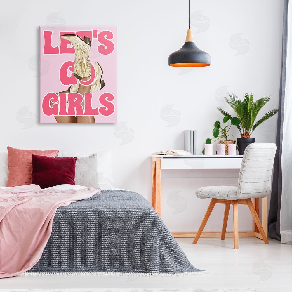 Ziwei Li Let's Go Girls Cowgirl Canvas Wall Art Print in Room