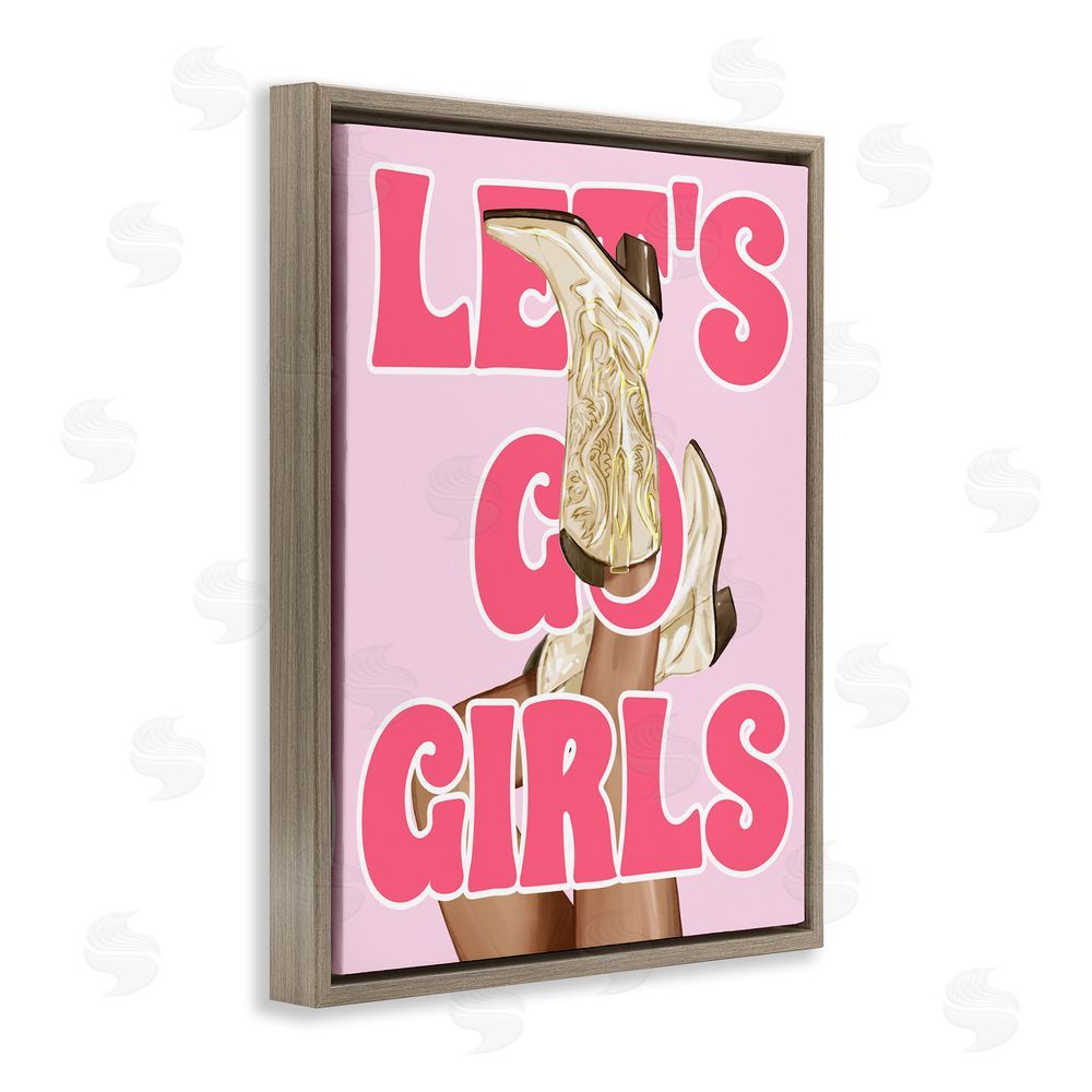 Ziwei Li Let's Go Girls Cowgirl Brown Floating Frame Canvas Wall Art Print