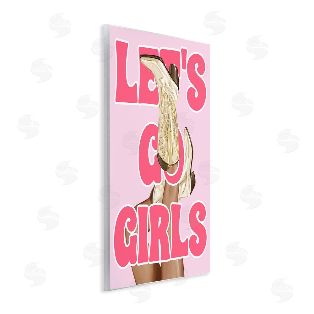 Ziwei Li Let's Go Girls Cowgirl Wooden Wall Plaque Art Print