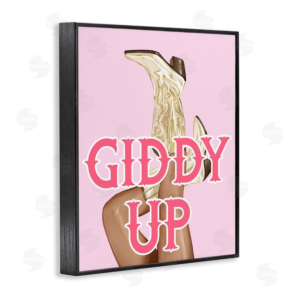 Ziwei Li Giddy Up Cowgirl Phrase Black Framed Giclee Wall Art Print